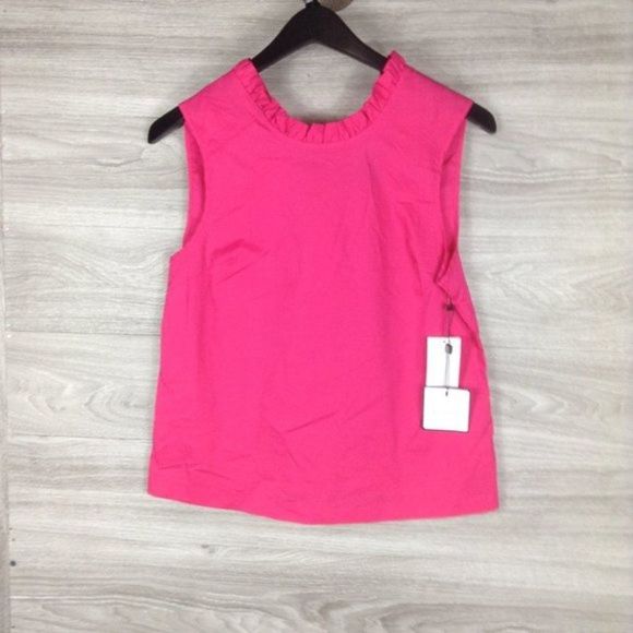Laundry by Shelli Segal Poplin Ruffle Neck Blouse size M - Picture 3 of 6